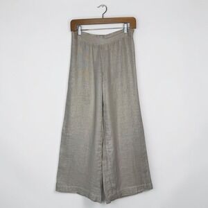 INC International Concepts Beach 100% Linen Wide Leg Pants Lagenlook Beige sz 4